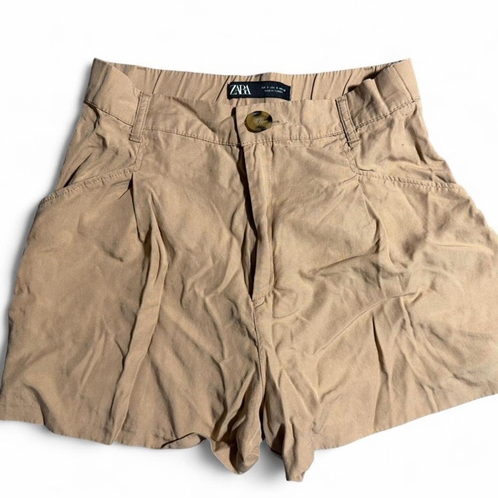 Zara Beige Flat Front Shorts